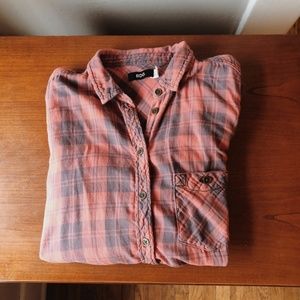 UO BDG Red Gray Flannel Button-up Shirt Small